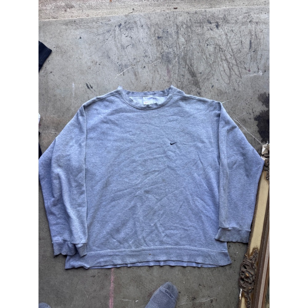 Vintage Nike Mini Swoosh Sweatshirt XL Heather Gray Pullover Crewneck